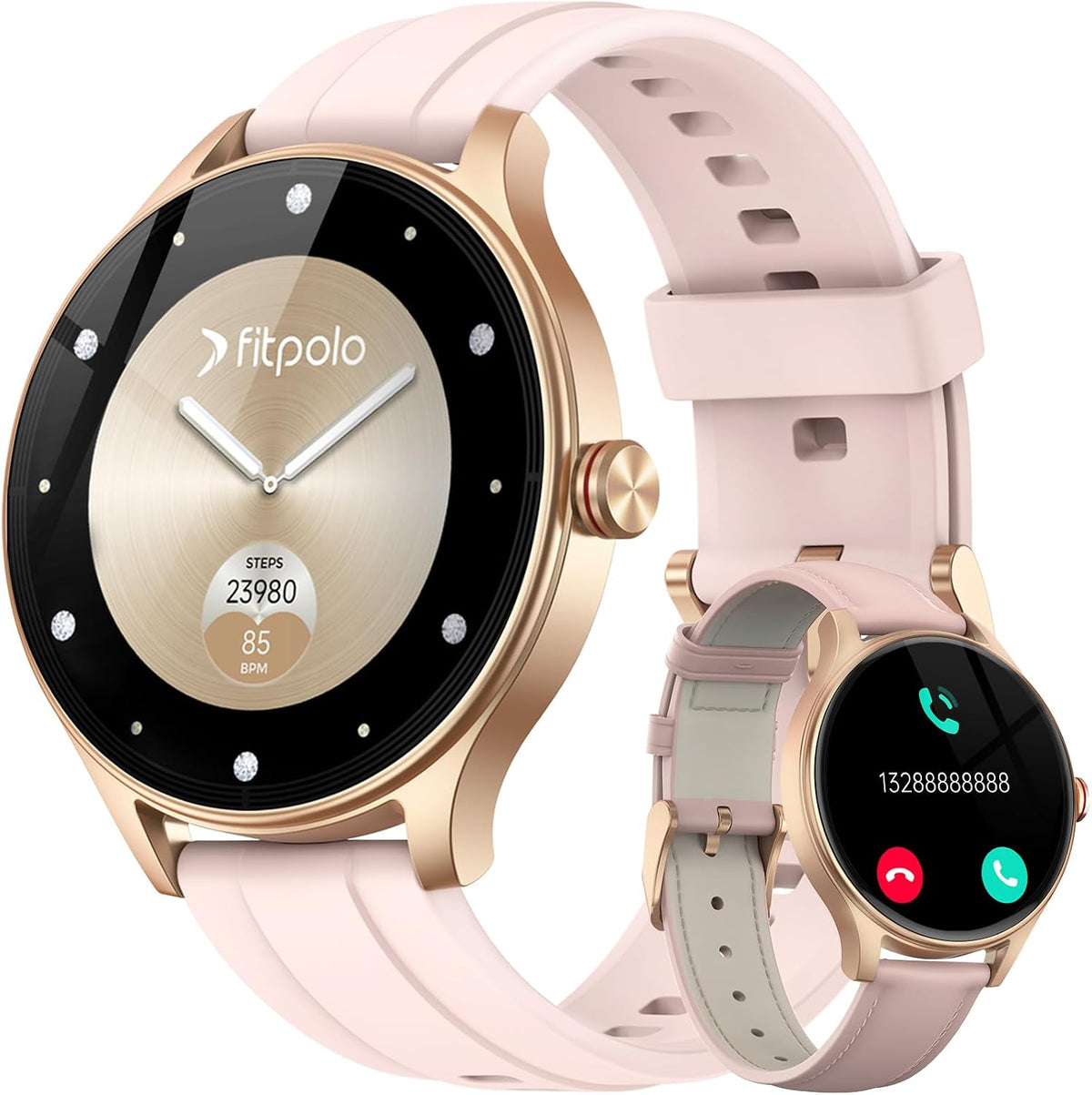 Fitpolo - Reloj inteligente para mujer con Android y iPhone (2 bandas