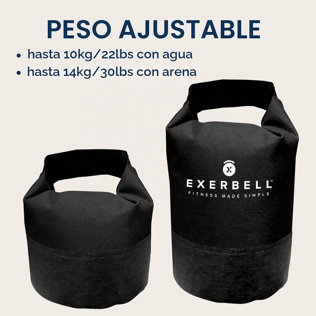 Pesa rusa plegable y ajustable de 4.4 a 30.9 lbs (2-14 kg) - pesa rusa de agua y saco de arena - Entrenamiento versátil con saco de arena y bolsa de peso - Equipo de entrenamiento de fuerza
