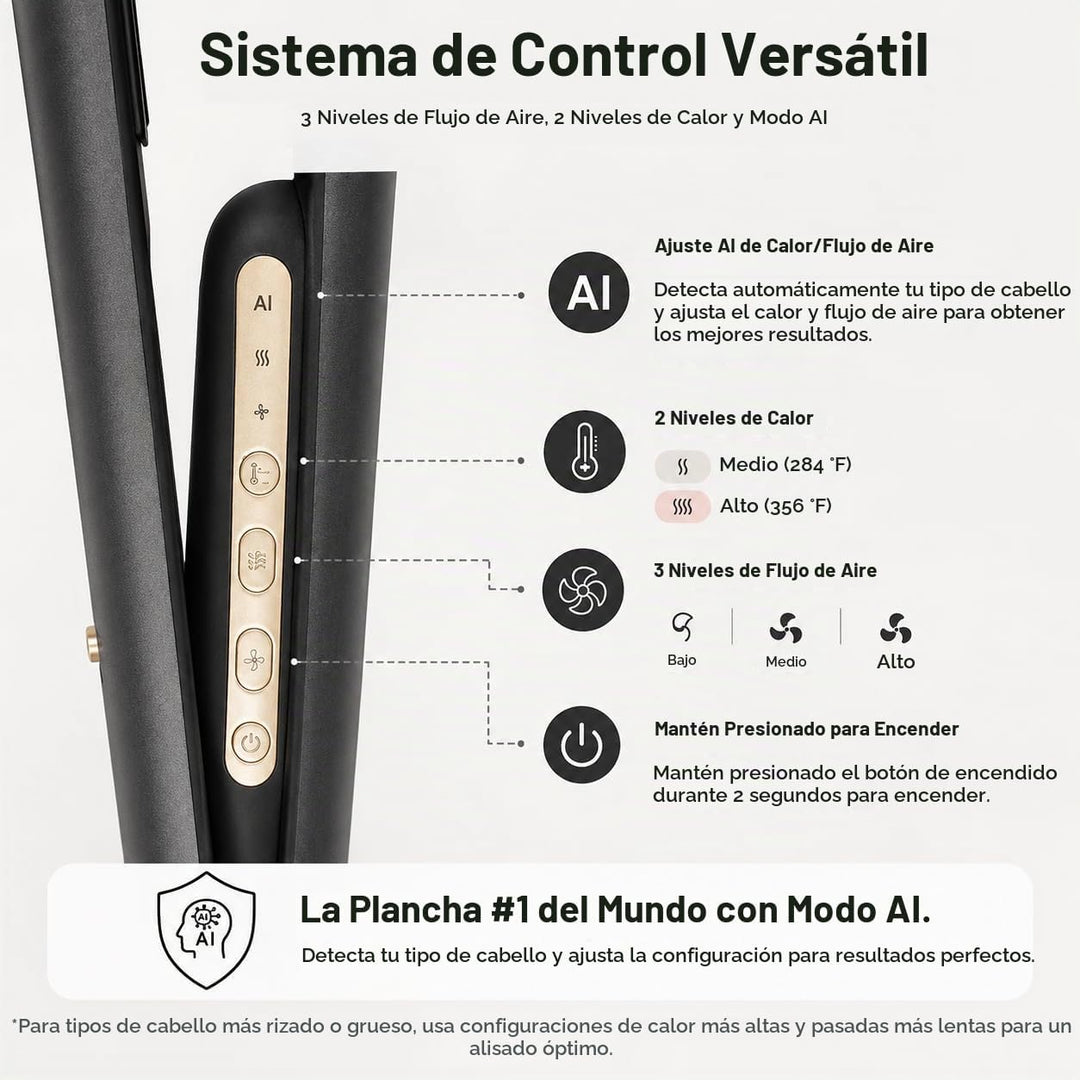 AirFleek AI - Air Straight | Plancha de cabello húmedo a seco 2 en...