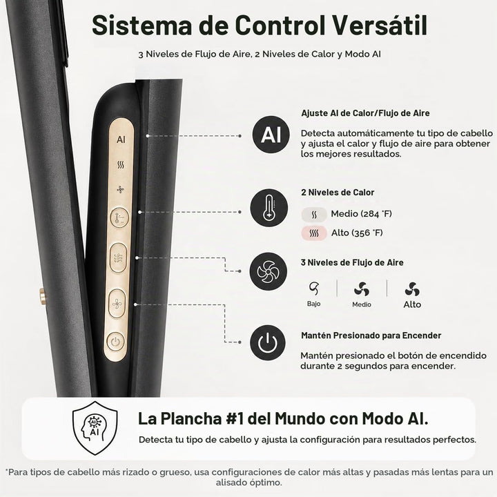 AirFleek AI - Air Straight | Plancha de cabello húmedo a seco 2 en...
