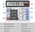 Paquete de 2 calculadoras de escritorio, pantalla grande de 12