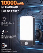 Luces de pared al aire libre con pilas recargables, sensor de movimiento