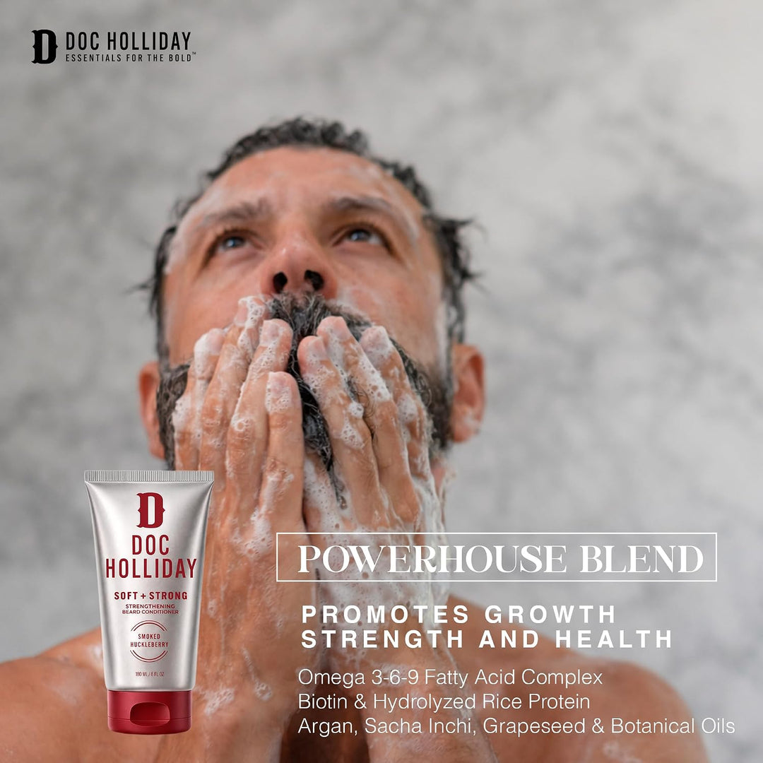 DOC HOLLIDAY Acondicionador fortalecedor suave y fuerte para barba,...