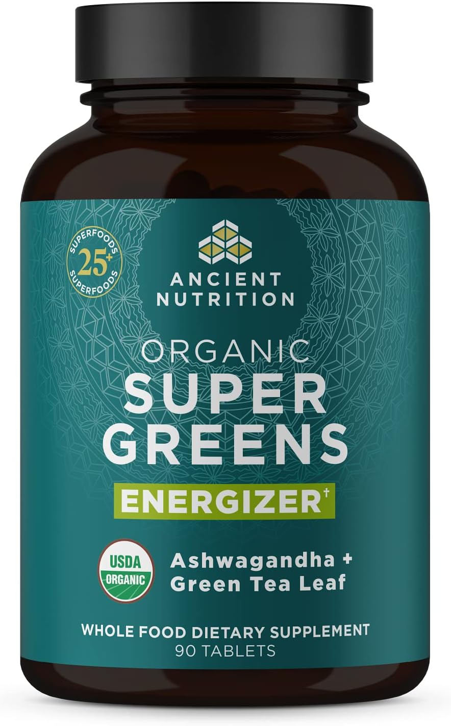 Ancient Nutrition Organic Super Greens Energize Cápsulas + Probióticos, Multivitamínico
