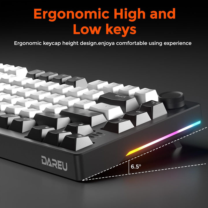 DAREU EK75 Teclado mecánico con cable, teclado 75% con perilla de v...