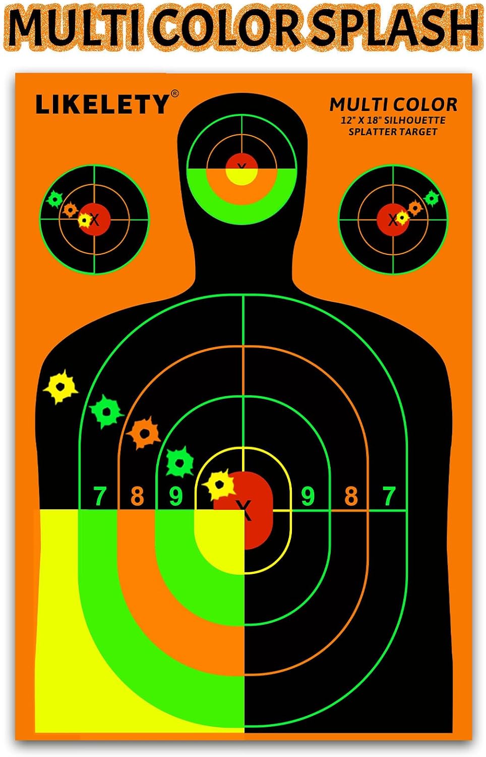 12x18 Inch Splatter Shooting Targets, Multiple Colors Effect, 10/25/50 Pack