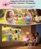 Juguetes de cámara para niños con proyector para niñas de 5 a 12 años (rosa