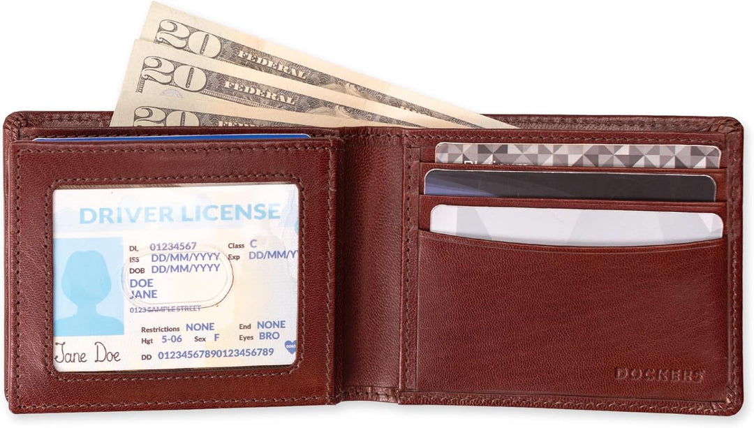 Dockers Mens piel Capacidad extra Slimfold Bifold Wallet
