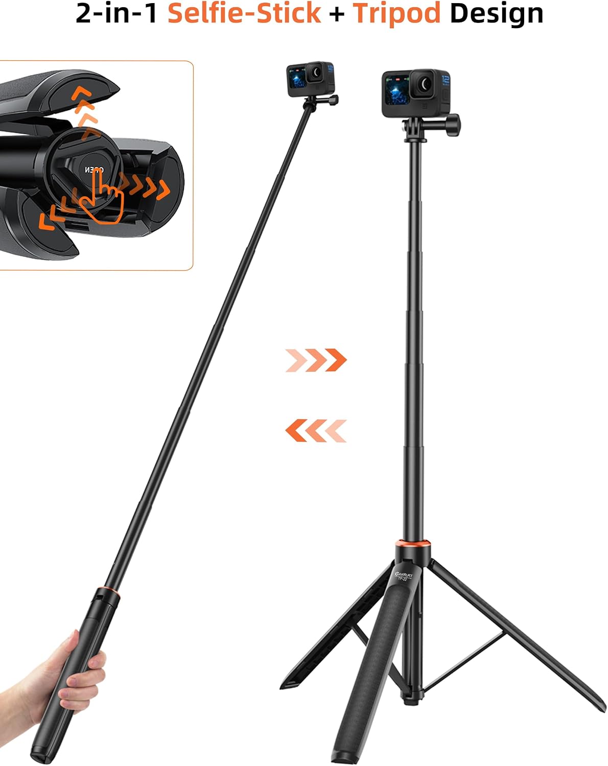 Trípode de viaje de 61" y palo para selfie, para DJI Osmo Pocket 3, 4, 4P