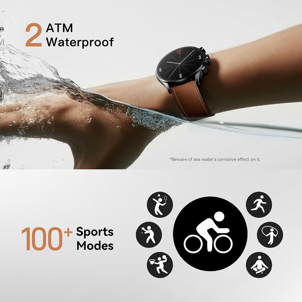 Kieslect Reloj inteligente para hombres y mujeres, compatible con Android y iPhone, pantalla AMOLED de 1.43 pulgadas, rastreador de actividad física con respuesta/hacer llamadas, monitor de frecuencia cardíaca impermeable IP68/sueño/SpO2, más de 100 modos