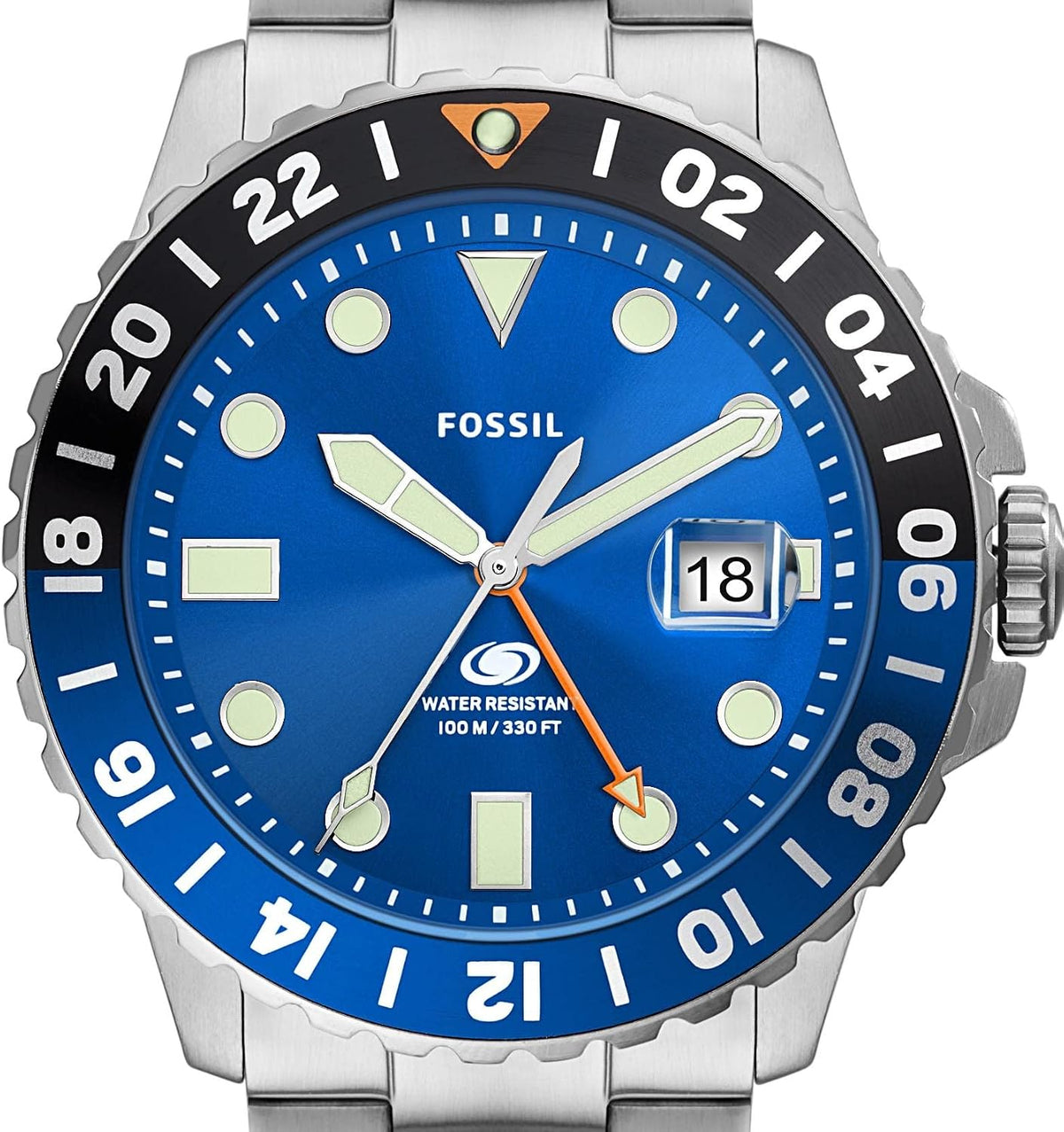Fossil Reloj para Hombre, Cuarzo Azul Acero inoxidable, inspirado en buceo