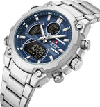 NAVIFORCE Relojes digitales multifunción, reloj analógico impermeable 3ATM para hombres, reloj de pulsera de lujo luminoso, regalo