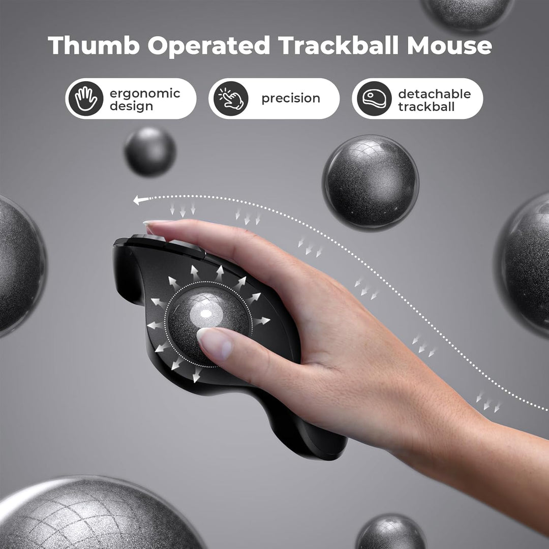 seenda Ratón inalámbrico ergonómico de Trackball - Ratón Bluetooth...