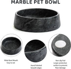 SAMAH Cuenco de mármol negro para perros, antideslizante y sin vuelcos, plato de piedra grande con peso, cuenco de agua de mármol natural para perros, fácil de limpiar, regalos para amantes de gatos y