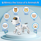 Dwi Dowellin Perro Robot para Niños de 8-12, Perros Robóticos Inteligentes con Control Remoto Mascota Cachorro Juguete Robótico, Juguetes Interactivos de Tocar Caminar y Hablar para Niños y Niñas