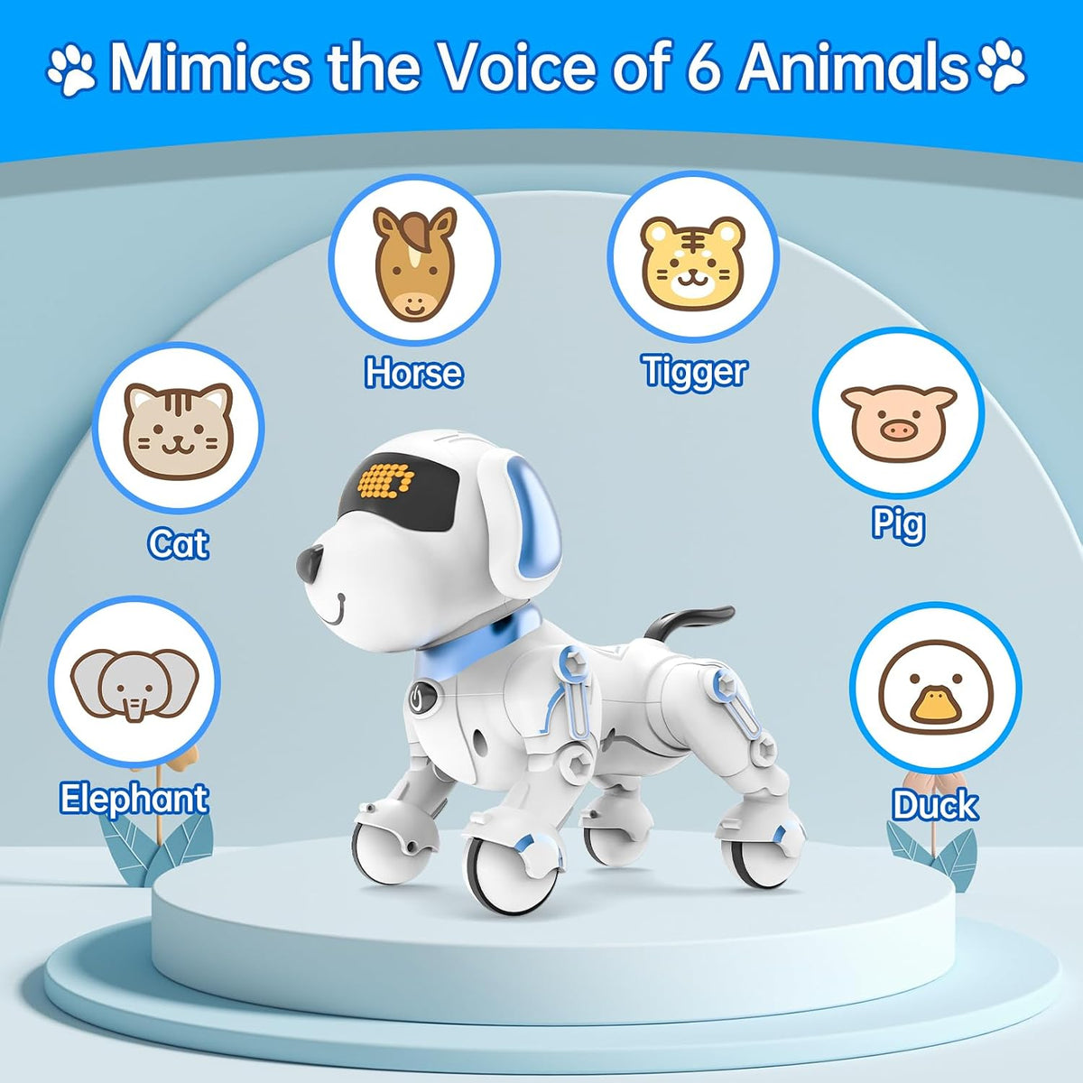 Dwi Dowellin Perro Robot para Niños de 8-12, Perros Robóticos Inteligentes con Control Remoto Mascota Cachorro Juguete Robótico, Juguetes Interactivos de Tocar Caminar y Hablar para Niños y Niñas
