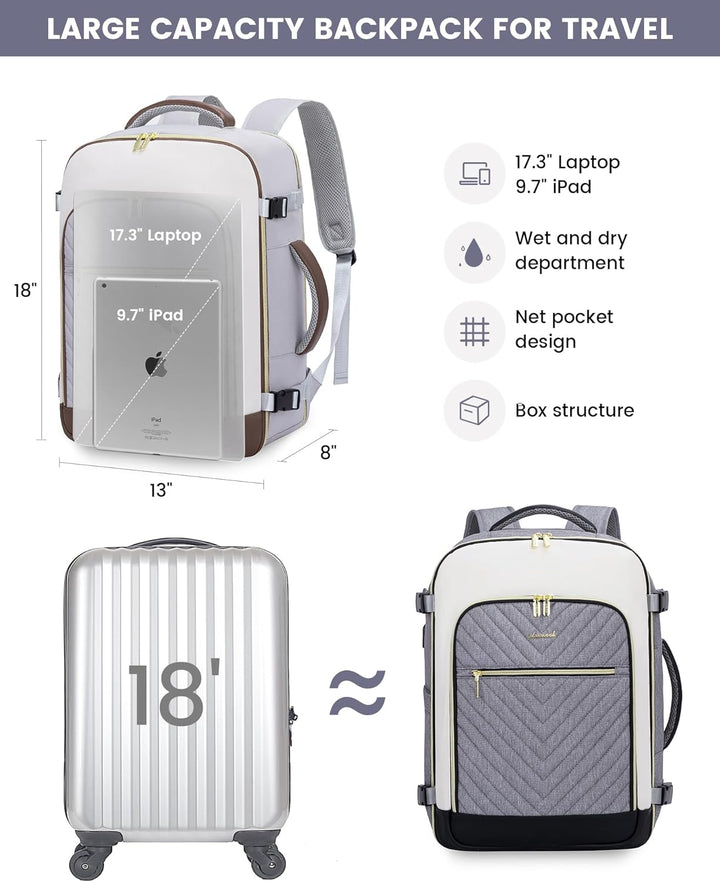 LOVEVOOK Mochila de viaje grande, equipaje de mano para aviones, Mo...