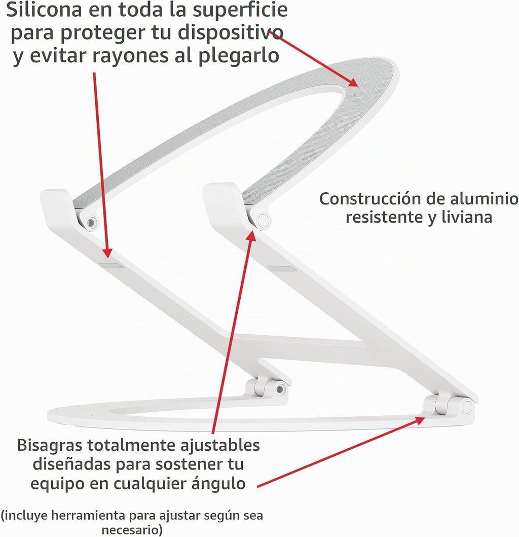 Twelve South Curve Flex | Soporte ergonómico de aluminio ajustable en altura y ángulo para portátil/MacBook, se adapta a 10 a 17 pulgadas