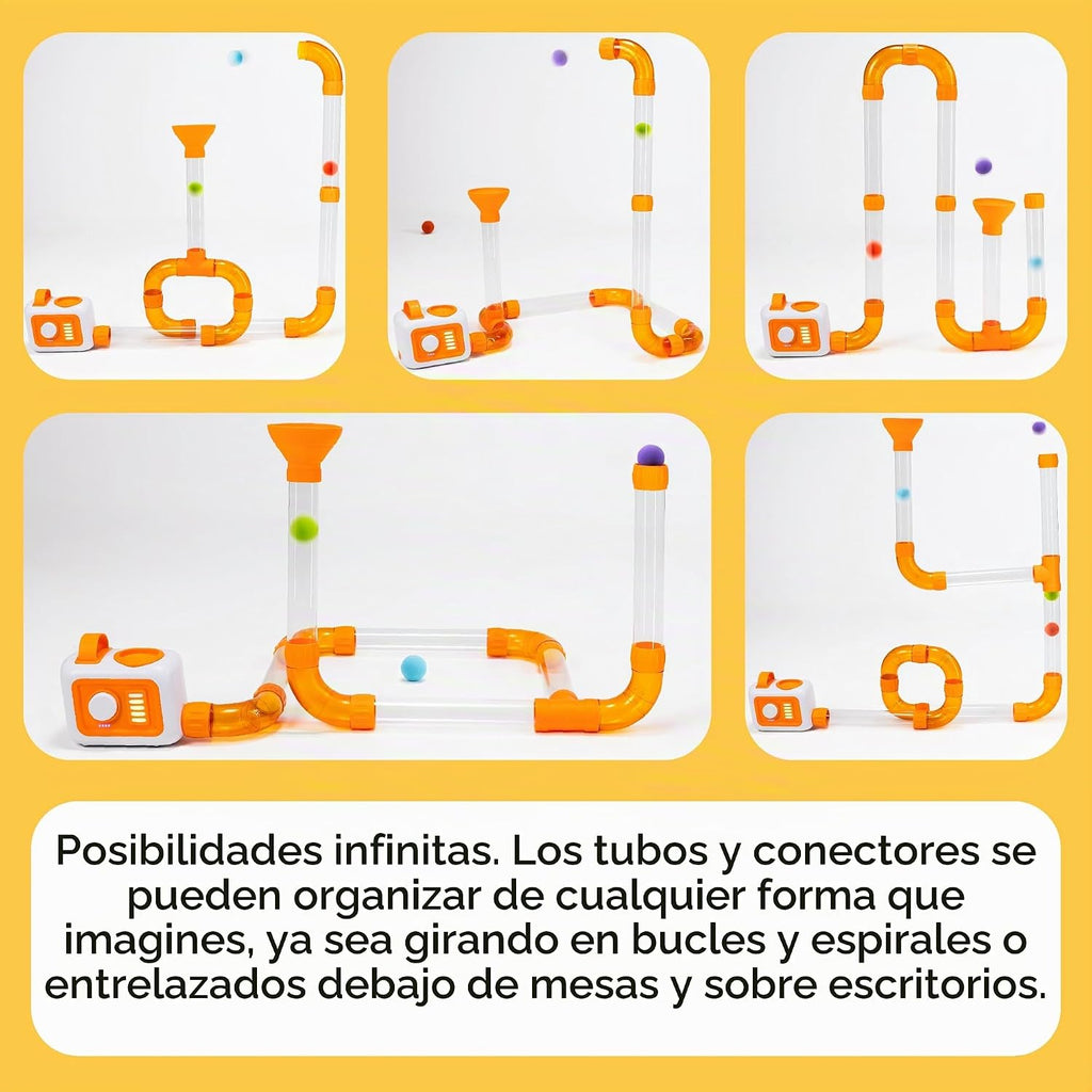 Fat Brain Toys Air Toobz Evo, juguetes de construcción STEM originales impulsados por aire para niños y adolescentes, juguetes de construcción para niños, juguetes STEM para niños de más de 3 años