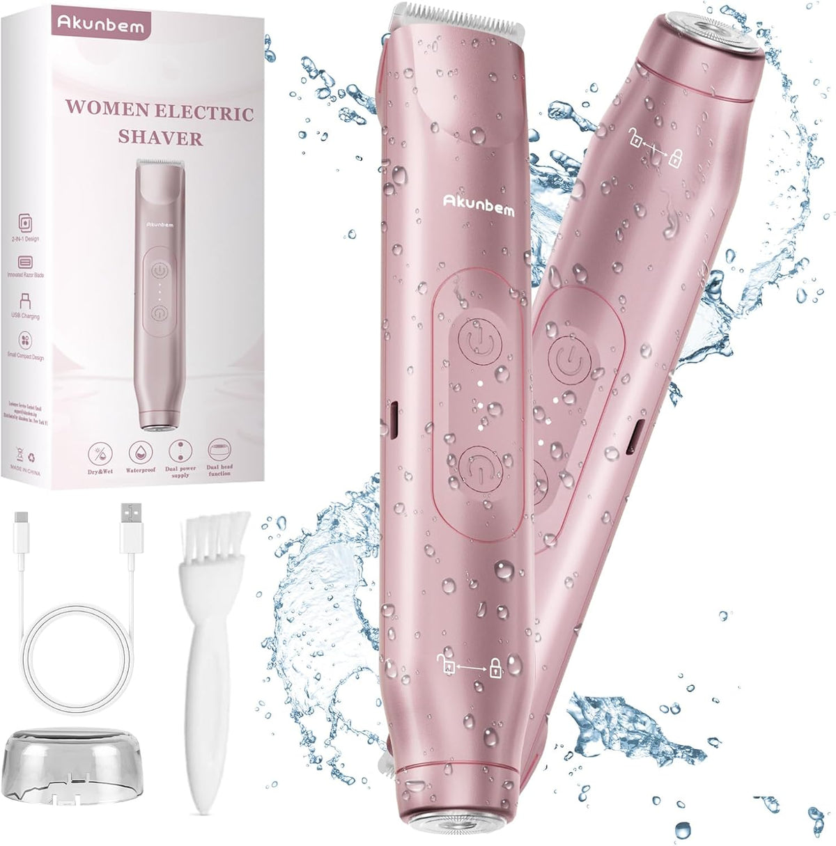 Akunbem Recortadora de bikini para mujer, maquinillas de afeitar el...