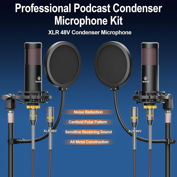 Paquete de equipo de podcast para 2 con micrófonos condensadores XL...