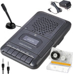 Deluxe Products Reproductor de Casetes Portátil Grabadora de Cinta. Graba en casetes a través de micrófono o entrada auxiliar. Altavoz integrado para escuchar casetes. Incluye micrófono externo, cable