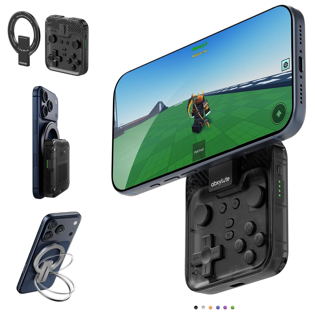 abxylute M4 Controlador Móvil Snap-On para Juegos para Android y iPhone, Switch 1 y 2, Controlador Bluetooth portátil, Gamepad retro para teléfono tamaño bolsillo con patilla, Doble joystick Turbo Pro Magnético