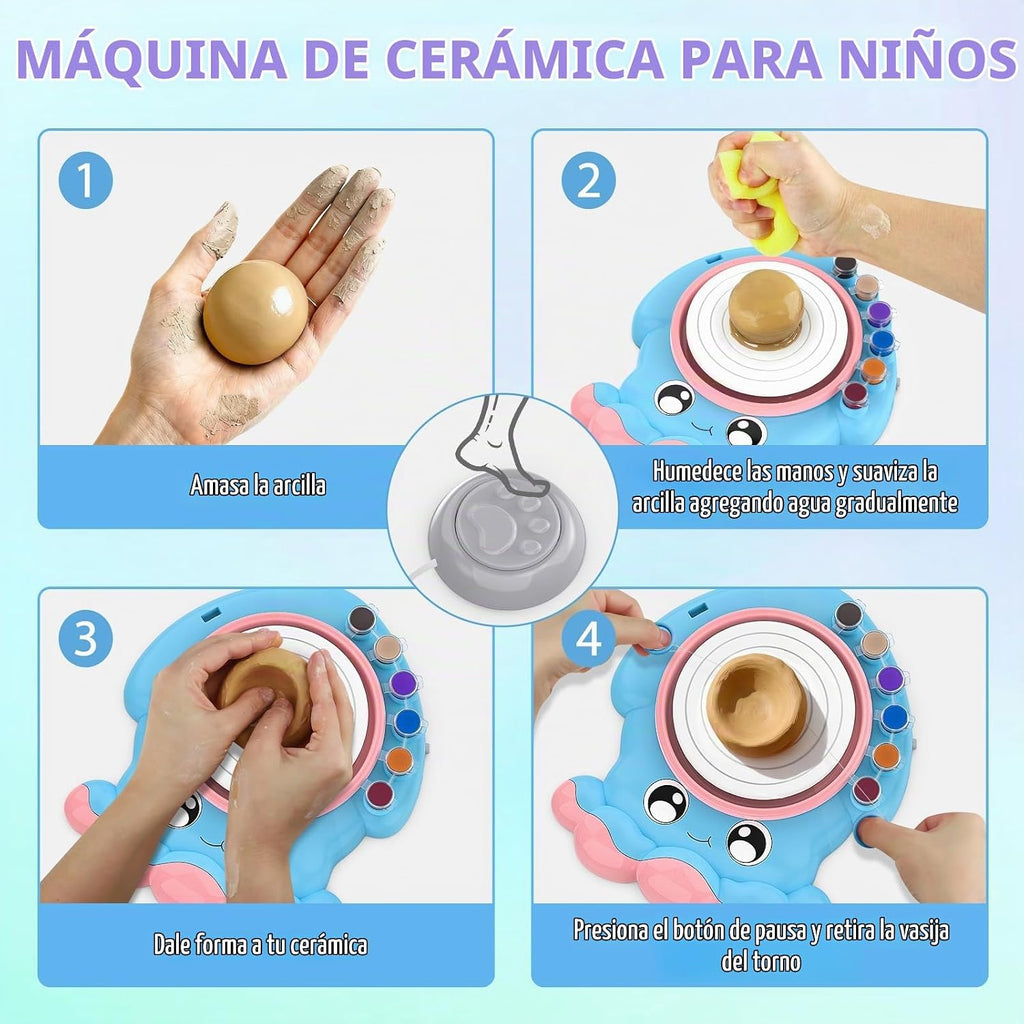 Rueda de cerámica para niños, juguete completo de arte y manualidades de cerámica para niños mayores de 6 años