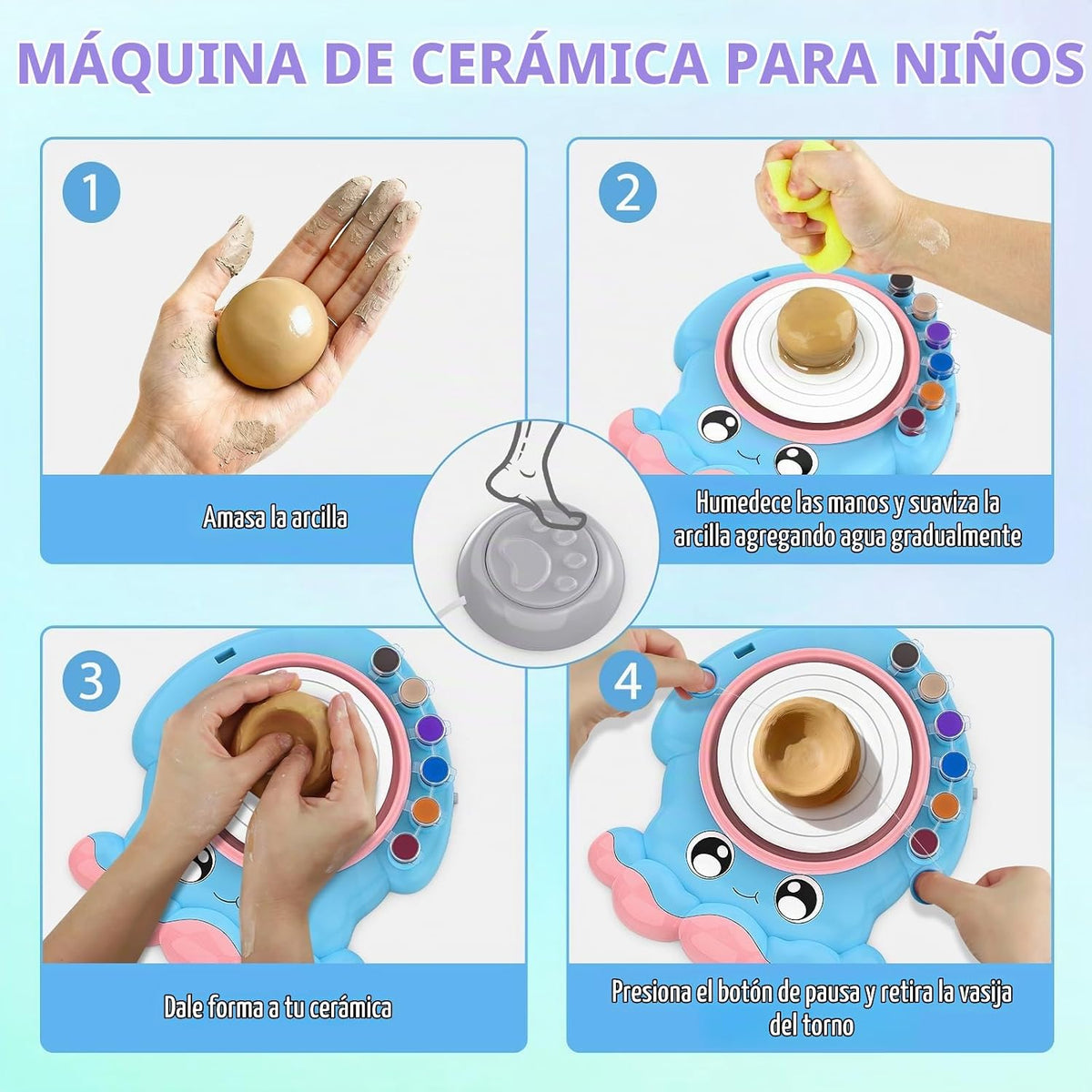 Rueda de cerámica para niños, juguete completo de arte y manualidades de cerámica para niños mayores de 6 años