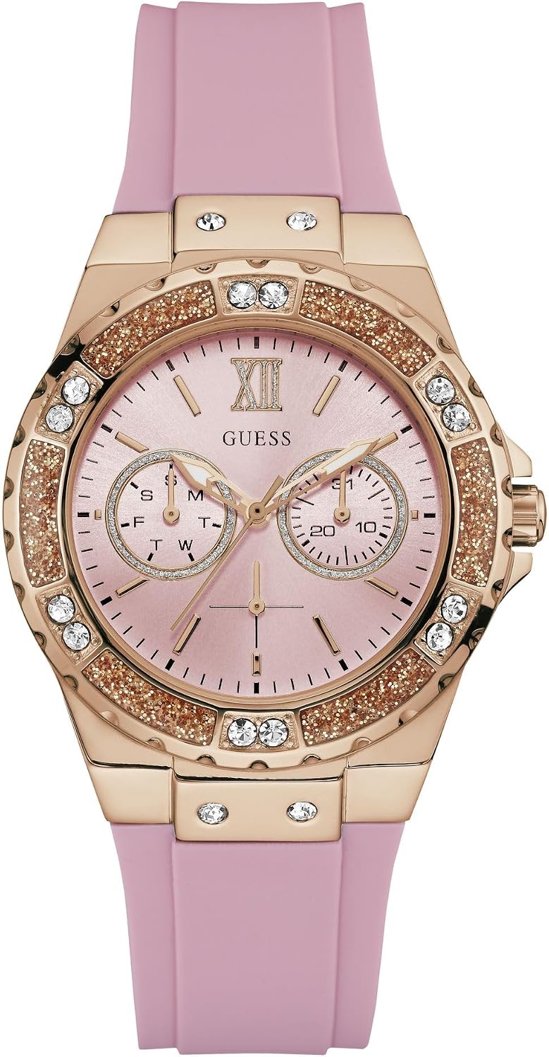 Guess - Reloj para mujer de acero inoxidable + silicona resistente a manchas