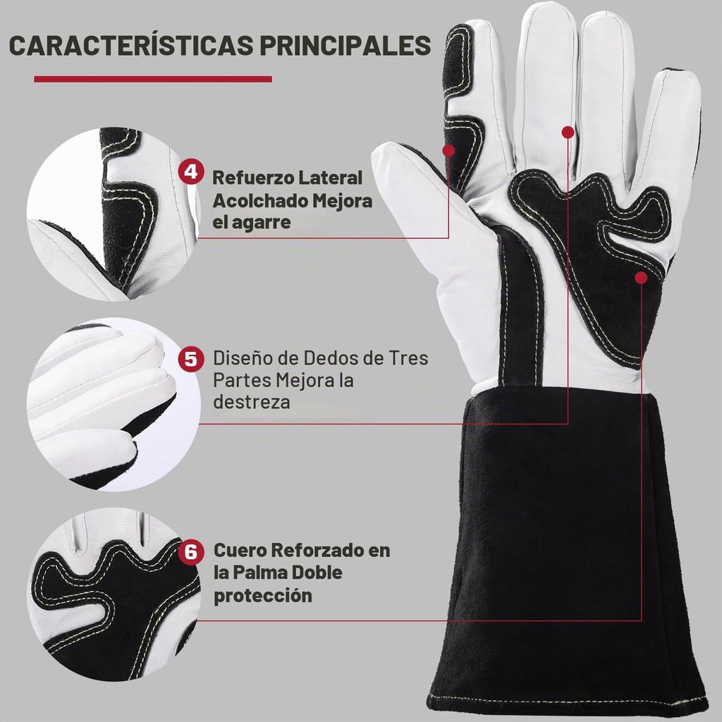 Guantes de soldadura TIG ARCCAPTAIN: cuero de grano de cabra premium, destreza, comodidad, guantes TIG duraderos para protección laboral