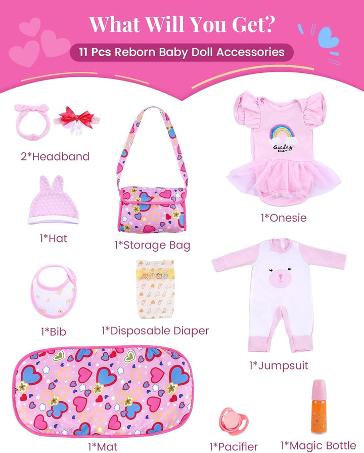 BABESIDE 11 piezas de ropa y juego Reborn para muñeca bebé de 17-22...