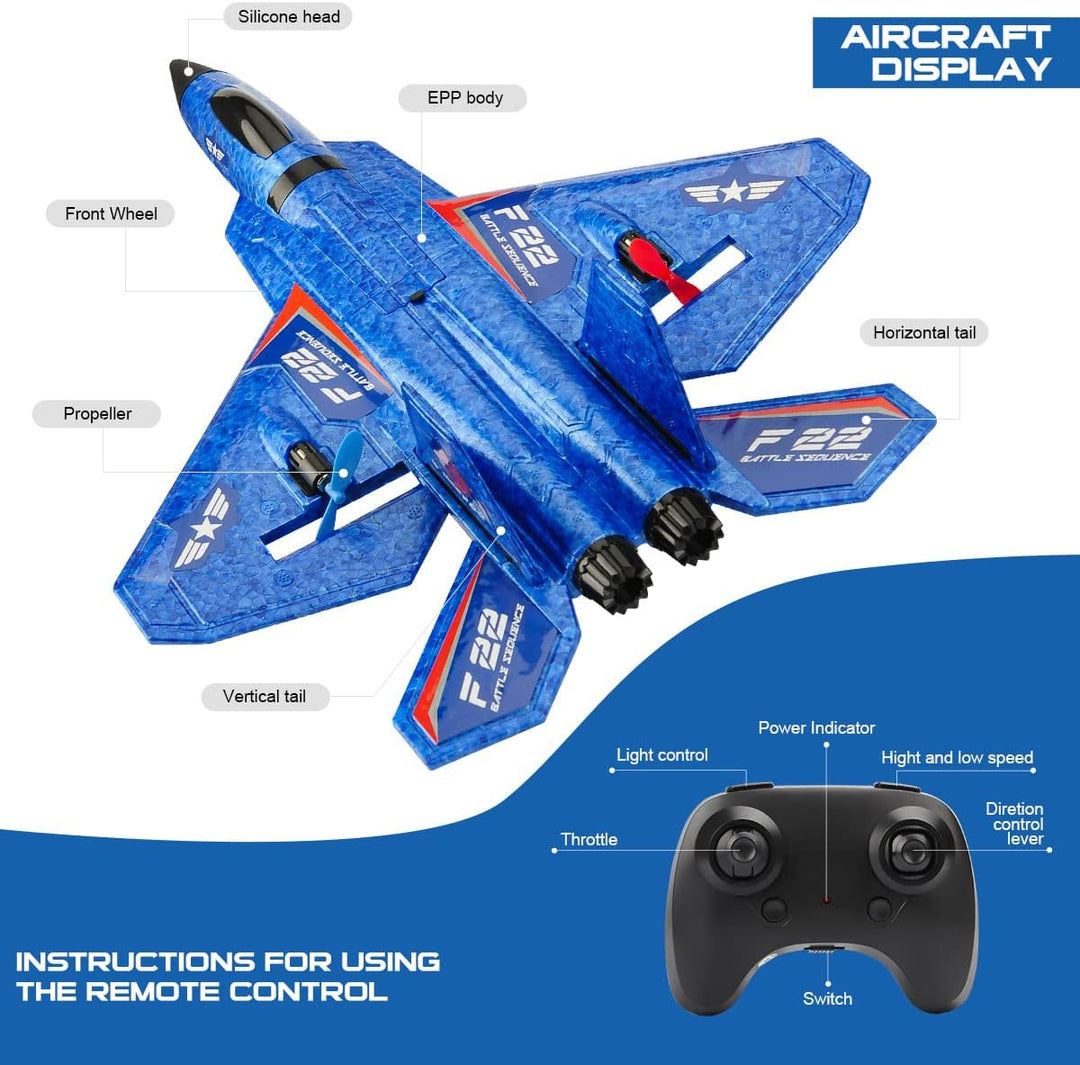 RoofWorld Avión RC, avión RC F22 listo para volar, avión de control...