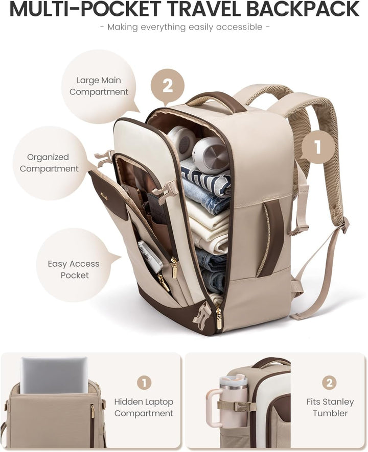 LOVEVOOK Mochila de viaje de 40 L para mujeres y hombres, mochila g...