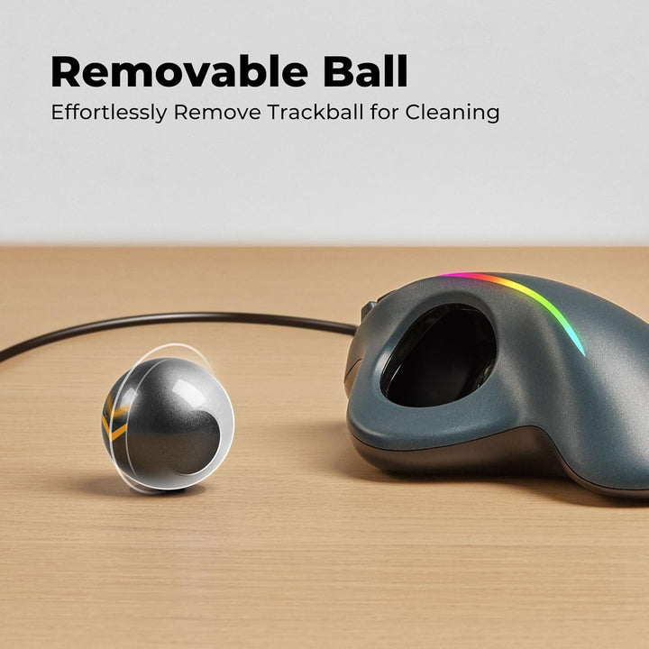 PORLEI Ratón de Trackball con cable con iluminación RGB, control er...