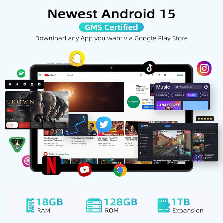 Tablet de 10 pulgadas, tableta Android 15 con Octa-core Cortex, 18...