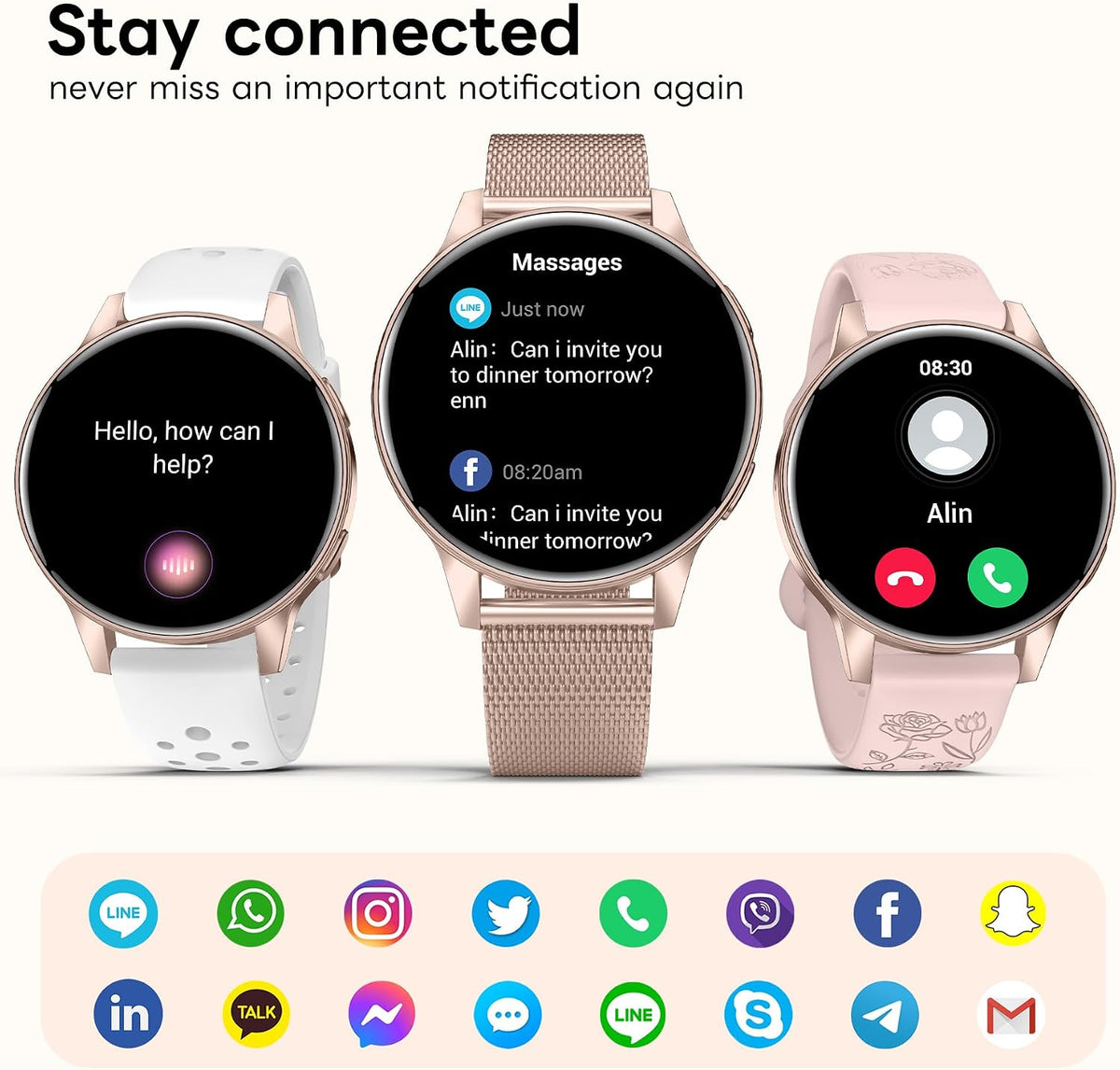 Reloj inteligente para mujer, pantalla táctil HD de 1.27 pulgadas con llamada Bluetooth y notificación de texto, más de 130 modos deportivos, rastreador de actividad física impermeable IP68