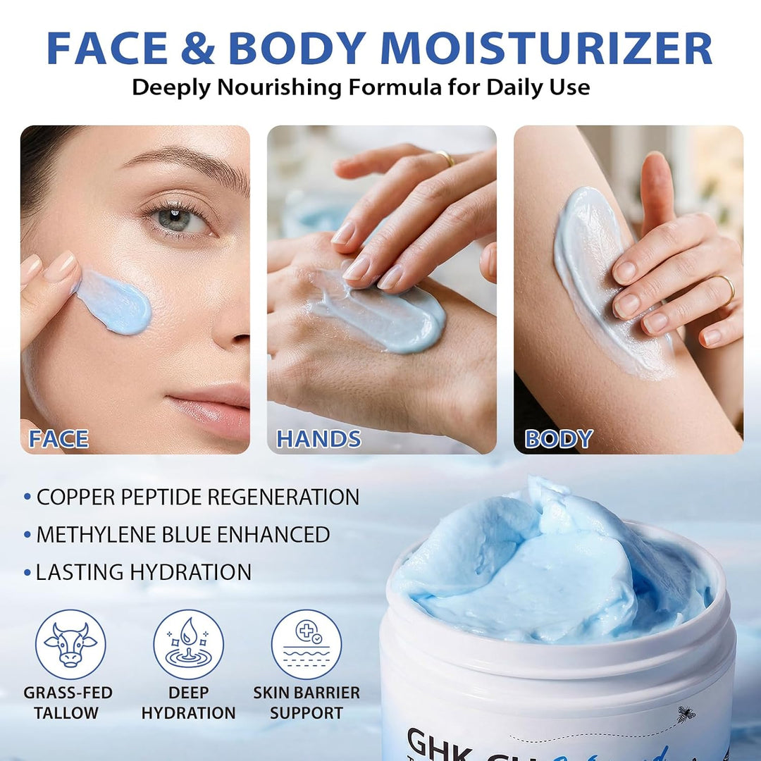 GHK-Cu - Crema peptídica para cara, crema hidratante de ternera azu...