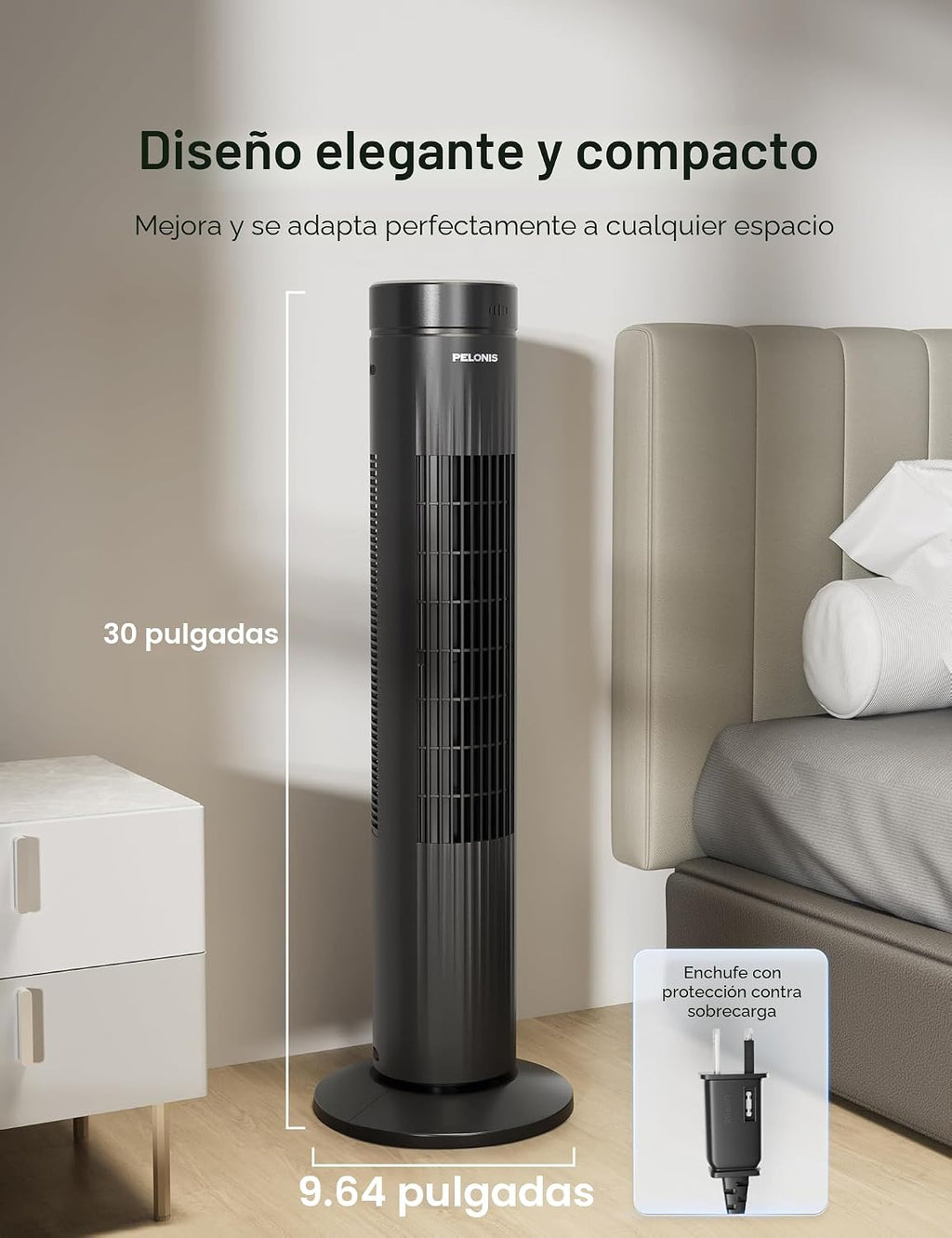 PELONIS Ventilador de torre oscilante de 30 pulgadas para dormitori...