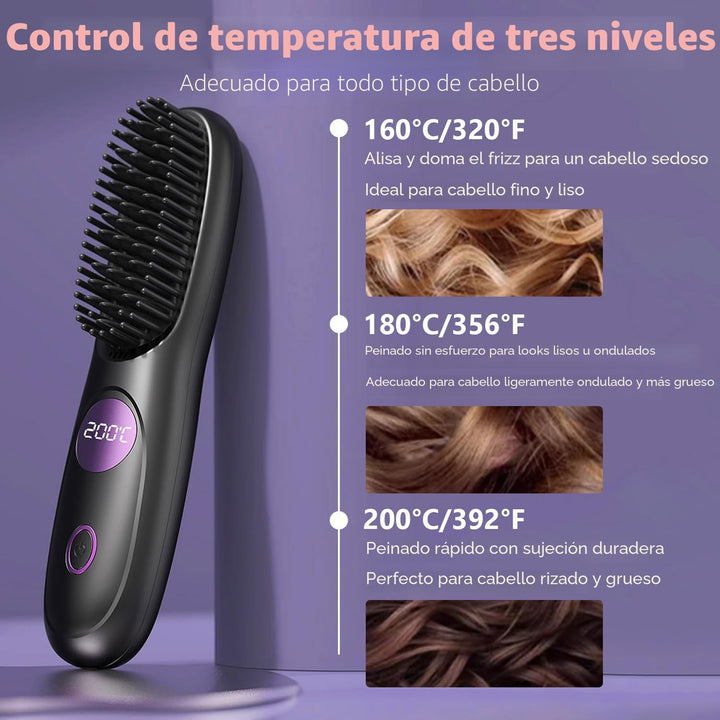 Cepillo alisador de pelo, mini cepillo para alisar el cabello portá...