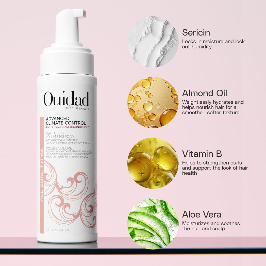Ouidad Voluminous Curls Trio - Espuma voluminizadora de plumas, gel...