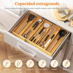 Lifewit Organizador de Utensilios de Bambú para Cajón de Cocina, Bandeja para Utensilios de Cocina
