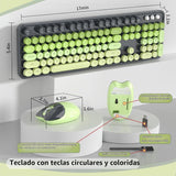 Teclado y ratón inalámbricos, MOFII con teclas redondas de 104 tecl...