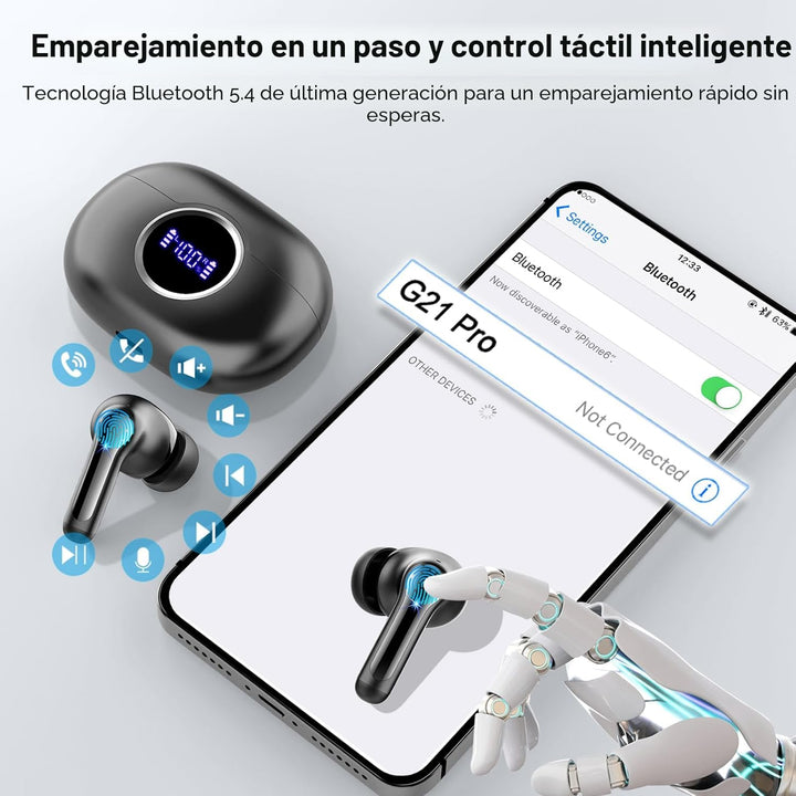 Auriculares inalámbricos, auriculares estéreo 3D 2026 Bluetooth 5.4...
