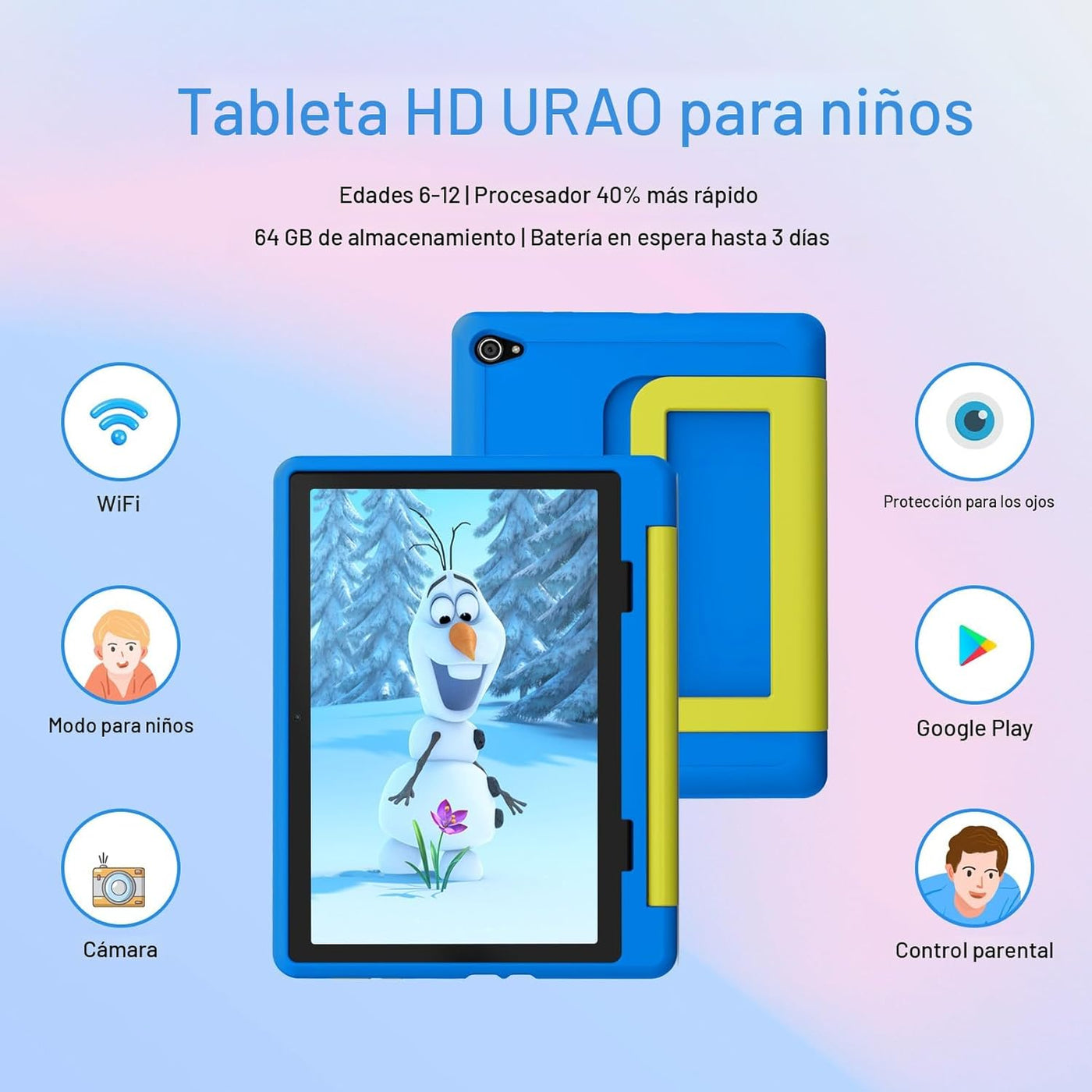 URAO Tablet para niños, tablet Android 14 para niños de 10 pulgadas...