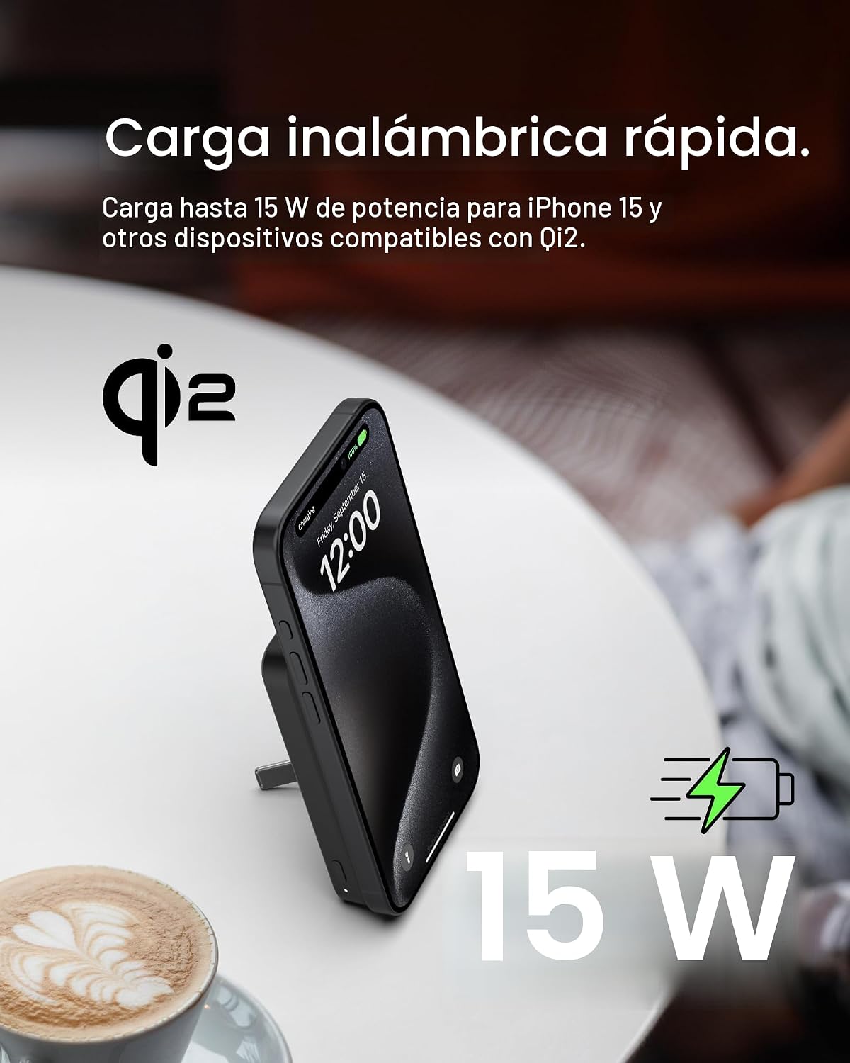 Belkin Banco de energía MagSafe Qi2 de 5000mAh 15W con soporte