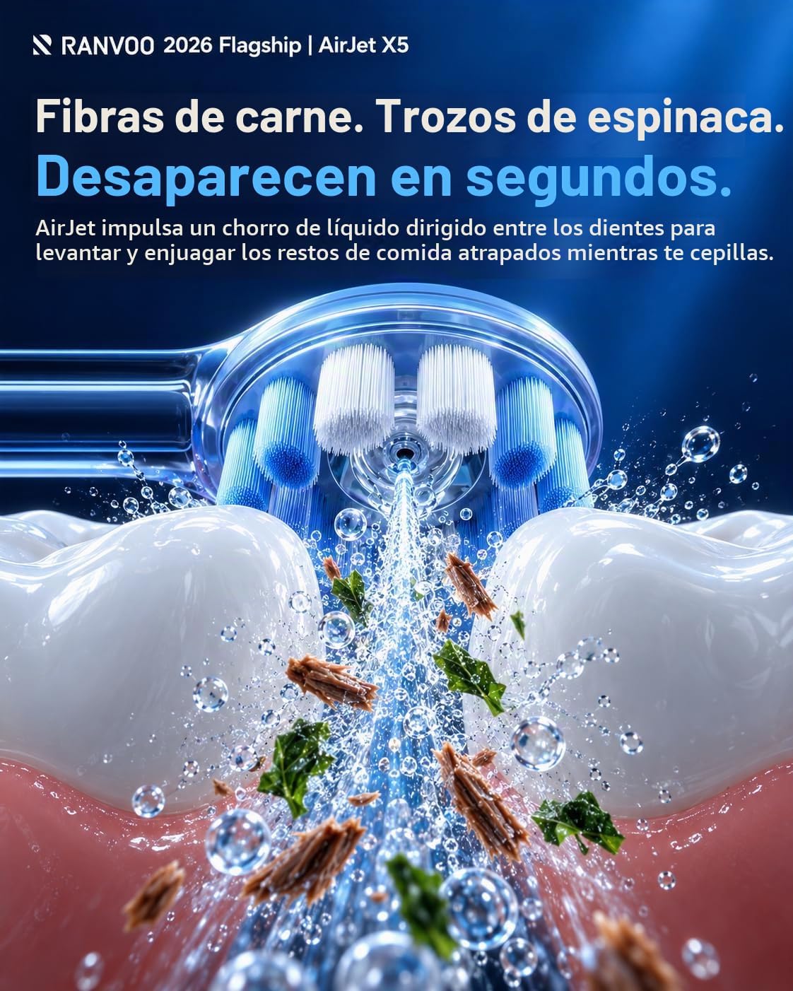 RANVOO AirJet X5 Cepillo de dientes eléctrico, recomendado por dentistas, gris