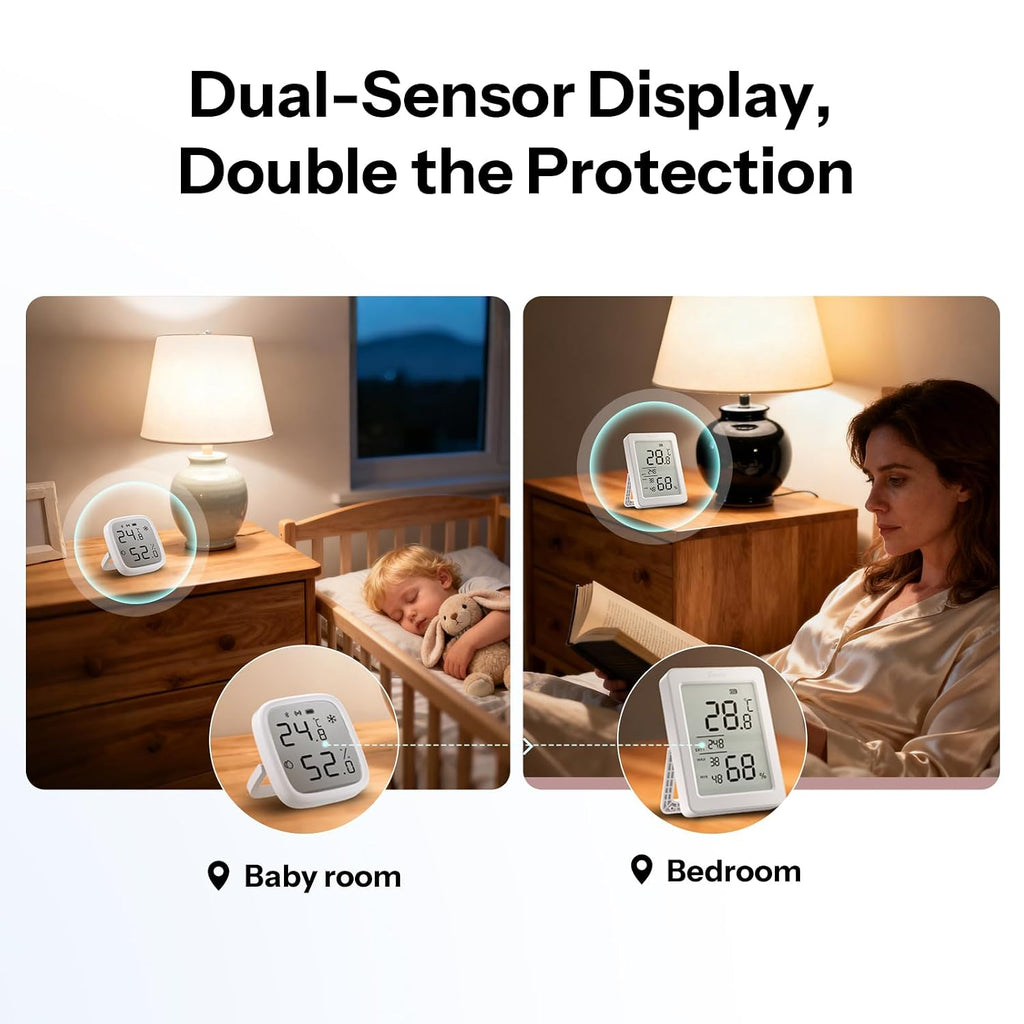 SONOFF SNZB-02DR2 AirGuard TH, sensor inteligente de temperatura y humedad Zigbee para interiores, pantalla LCD de 3.6 pulgadas, monitoreo de aplicaciones con gráficos, alertas de notificación, exportación de datos, pantalla remota de datos, paquete de 2