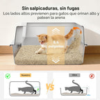 FURTIME Caja de arena para gatos de acero inoxidable, caja de arena de