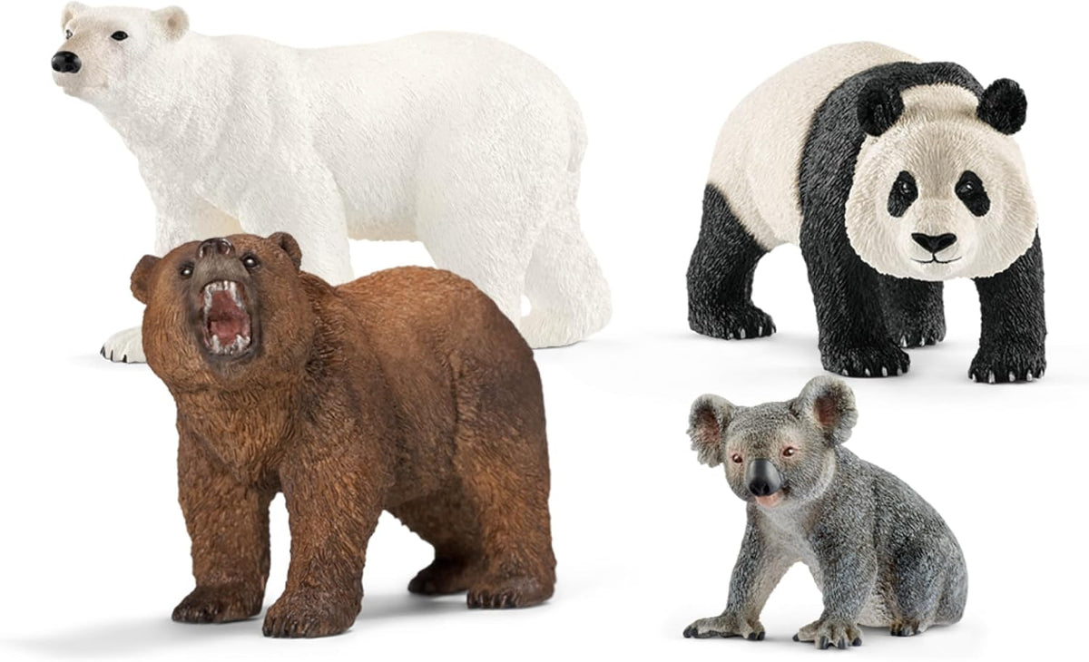 Schleich Wild Life - Juego de 4 figuras de oso para niños a partir de 3